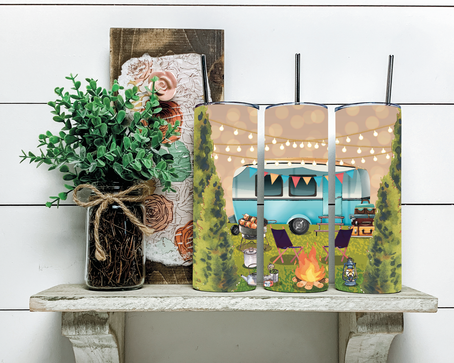 20oz Tumbler: Camping Scene