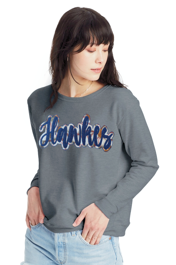 Ladies Doublestack Baseball/Softball Applique Embroidered Sweatshirt