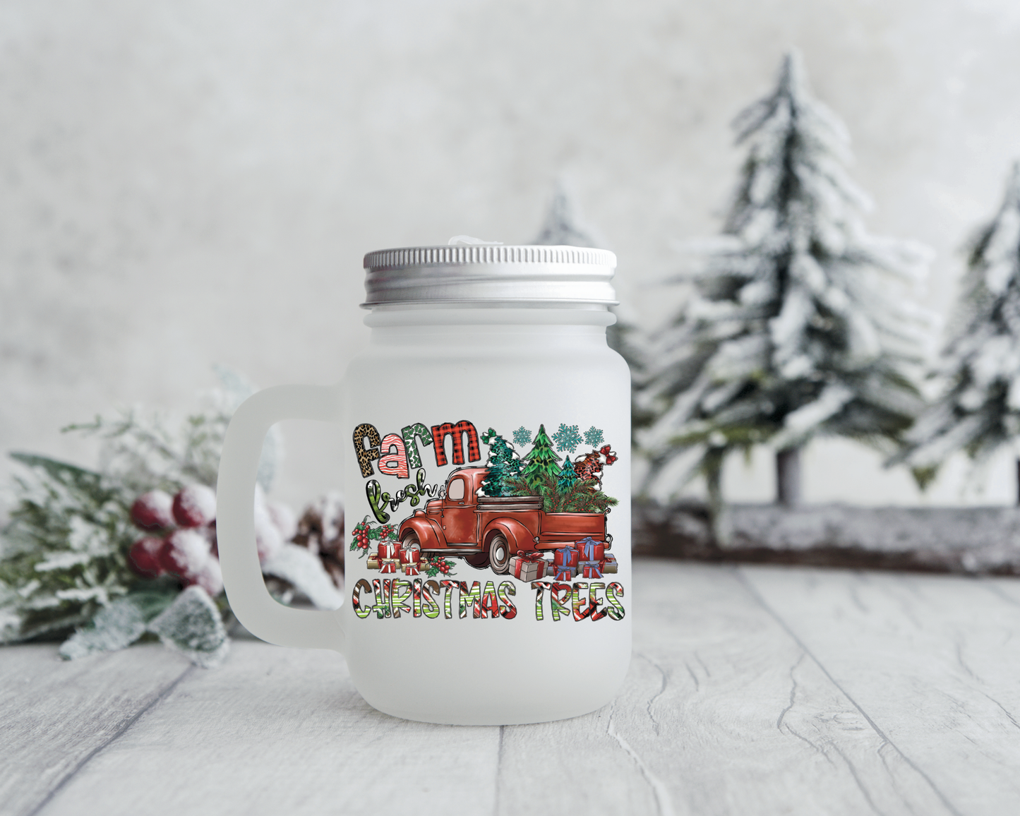 Christmas candy filled Fresh Christmas Trees Frosted Mug