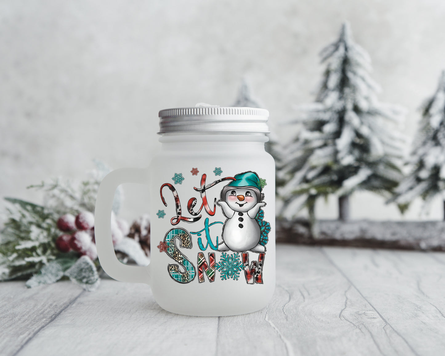 Christmas candy filled Let It Snow Frosted Mug