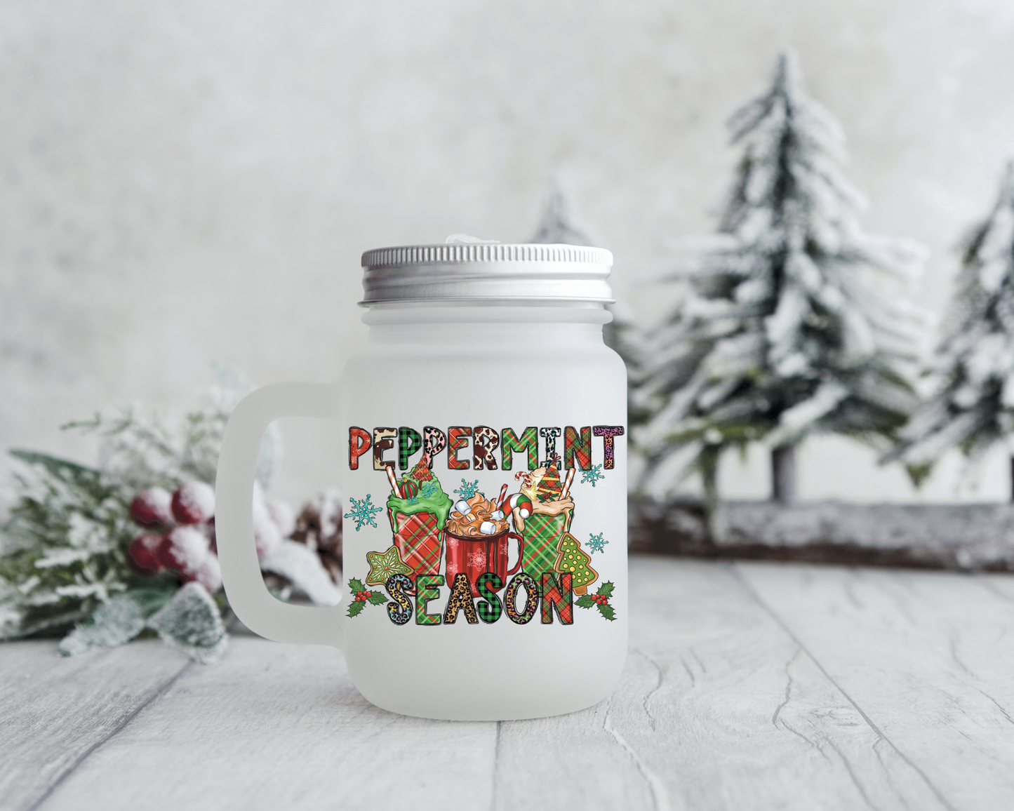 Christmas candy filled Peppermint Season Frosted Mug