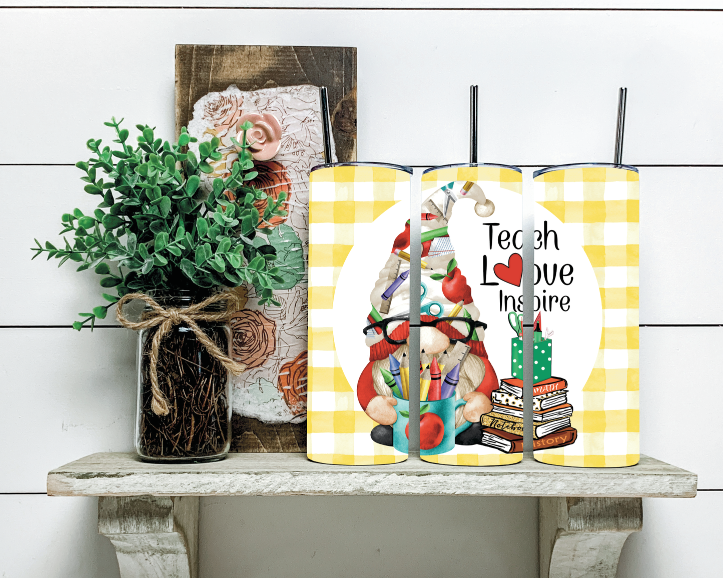 20oz Tumbler: Teach Love Inspire Gnome