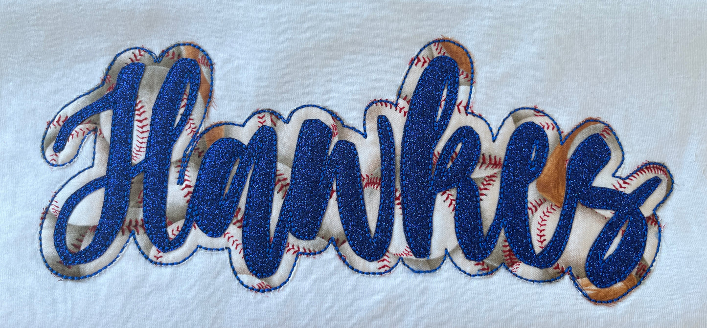Ladies Doublestack Baseball/Softball Applique Embroidered Sweatshirt
