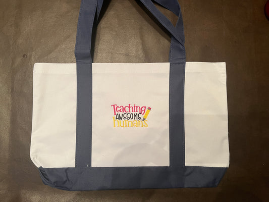 Teaching Awesome Humans Embroidered Teacher Bag