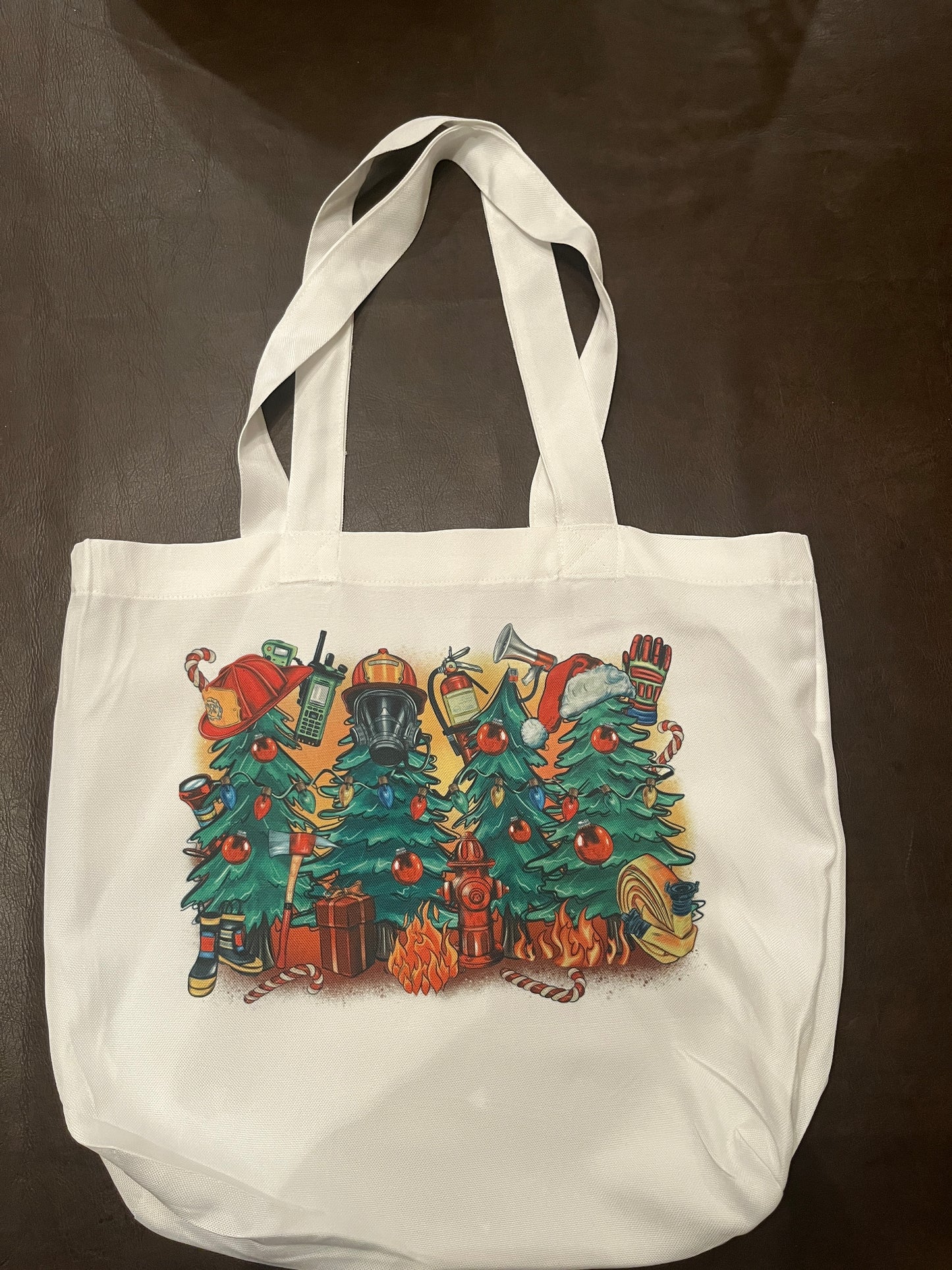 Firefighter Christmas Themed Tote Bag